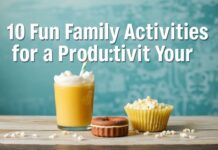 10 Fun Family Activities for a Productive Weekend 10 Fun Family Activities for a Productive Weekend 1. Family Movie Night: Choose a film that everyone will enjoy, make some popcorn, and snuggle up on the couch for a cozy movie night. 2. Bake Together: Spend the afternoon baking your favorite treats. It's a fun way to spend time together and you'll have delicious goodies to enjoy. 3. DIY Craft Projects: Get creative with some DIY crafts. You can find plenty of ideas online that are suitable for all ages. 4. Family Game Night: Dust off your b